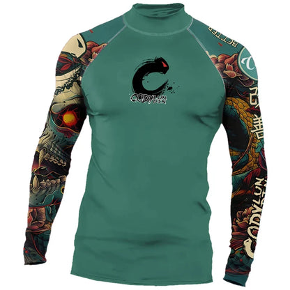 Men's Sports T -shirt Quickly Drying Bodybuilding Fitness Tight Rashguard UV Protection Swimsuit Swimming Shirt Surfing Rash