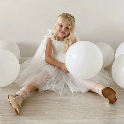 2025 Summer Toddler Baby Girls Party Dresses Girls Wedding Evening Baptism 1st Dresses Formal White Dress For Children Girls