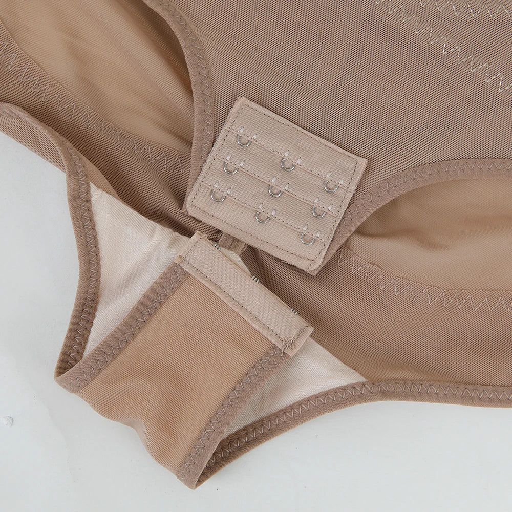 Cross Waist Tummy Control Body Shaping Bodysuit for Women Full Body Control V-Neck Mesh Breathable Briefs Underwear Butt Lifter