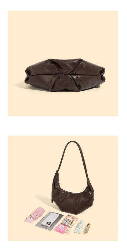 Dumpling bag leather bag Soft Leather Large Capacity minimalist shoulder bag women female luxury moon bag handbag