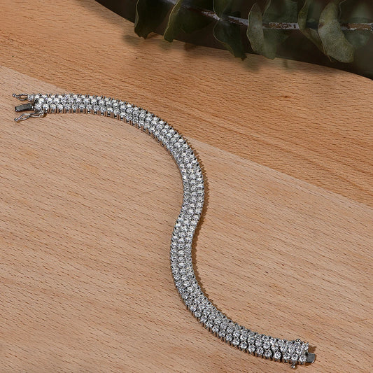 Bracelet moissanite rond taille brillant 2,5 mm couleur D pour femmes hommes, plaqué or blanc, argent 925, testeur de diamant conforme