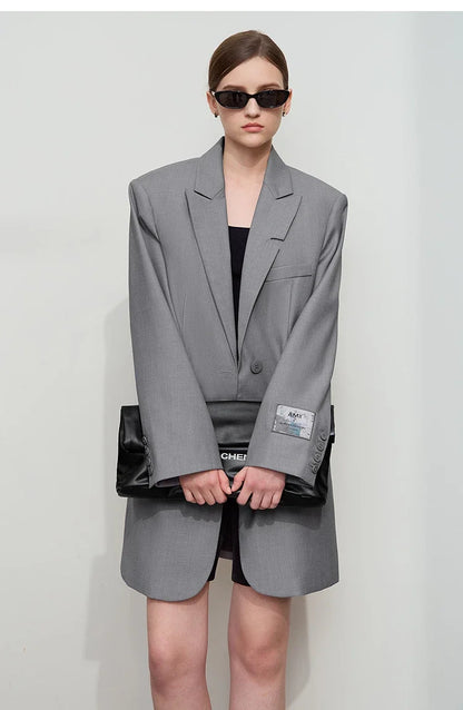 Minimalist Women's Jacket 2025 Autumn New Solid Color Commuter Loose Straight Women's Long Sleeve Top Long Blazer 12541154
