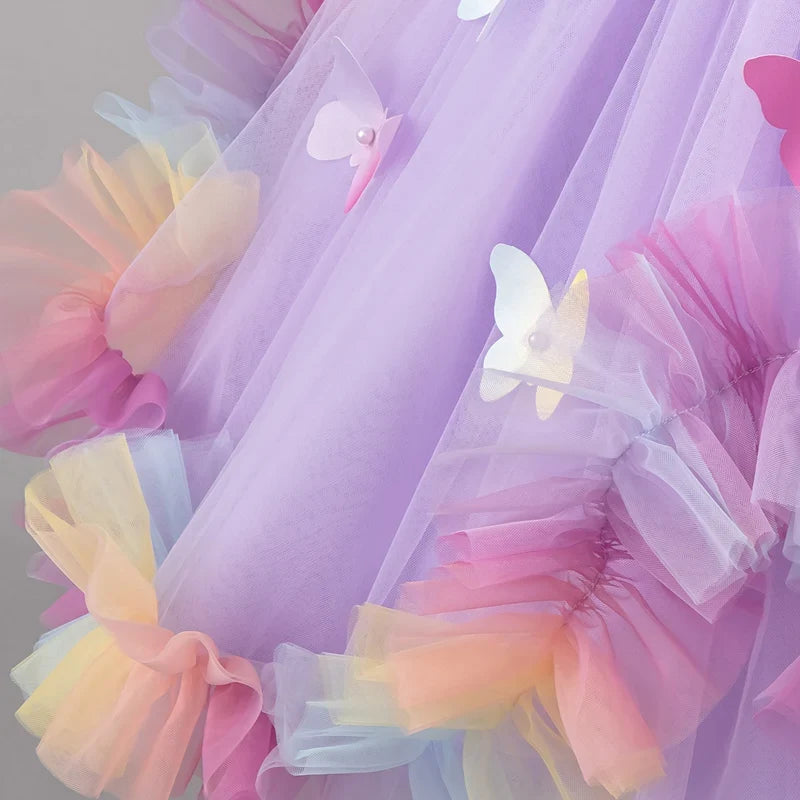 Baby Dress 0-5 Years Birthday Party Wedding Dresses For Toddler Sleeveless Butterfly Mesh Fluffy Cute Girl Princess Dress