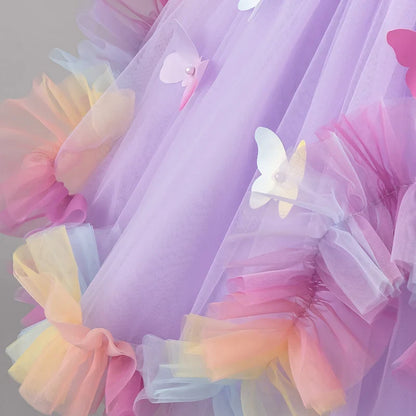 Baby Dress 0-5 Years Birthday Party Wedding Dresses For Toddler Sleeveless Butterfly Mesh Fluffy Cute Girl Princess Dress