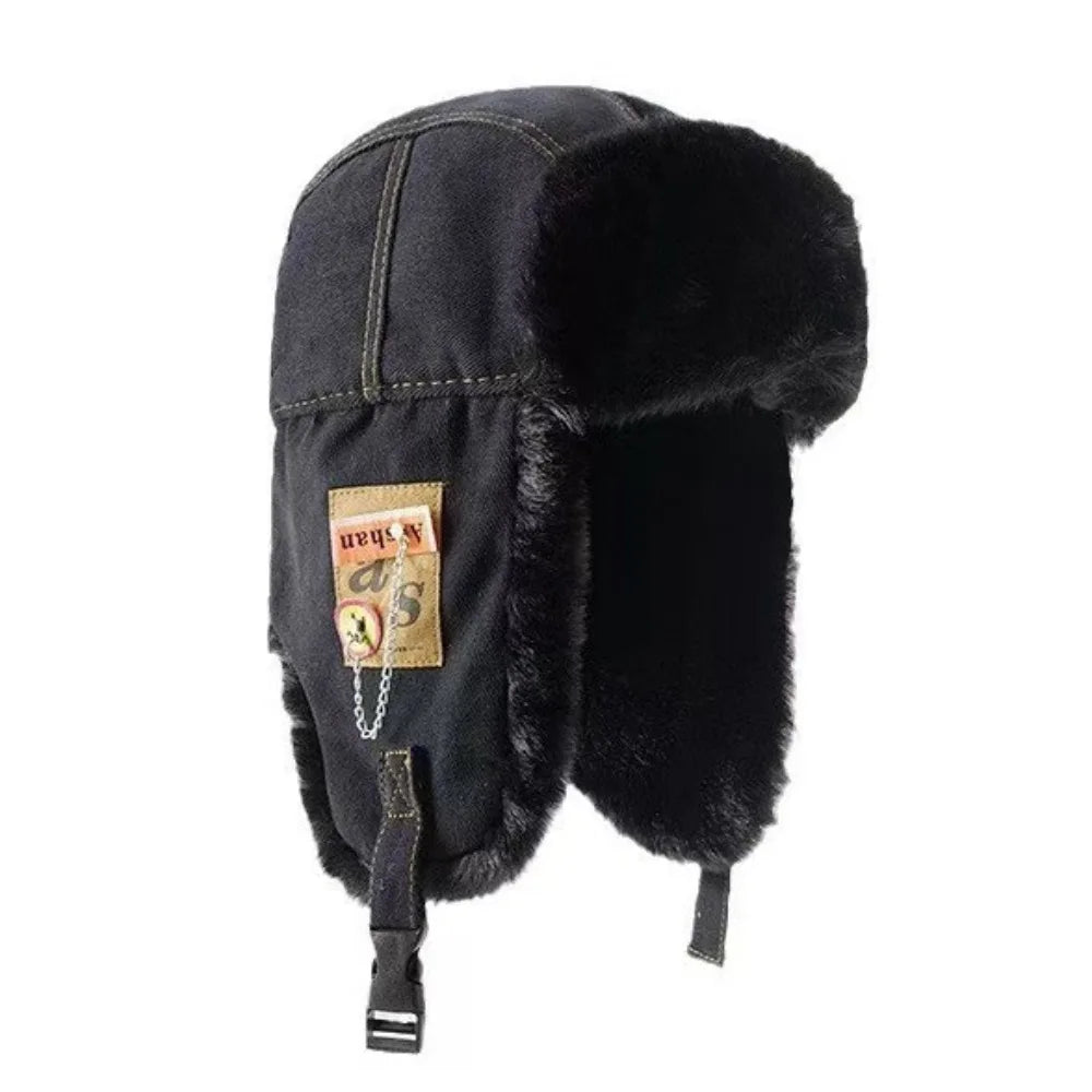 Fashion Thick Bomber Hat Faux Fur Waterproof Ear Protectors Hats Keep Warm with Ear Flaps Winter Hat Male