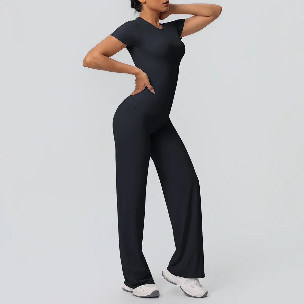 Fitness Sports Workout Yoga Set for Women Naked Feel Slim Casual Workout Top T-Shirt Quick Drying Push Up Running Pants Yoga Set
