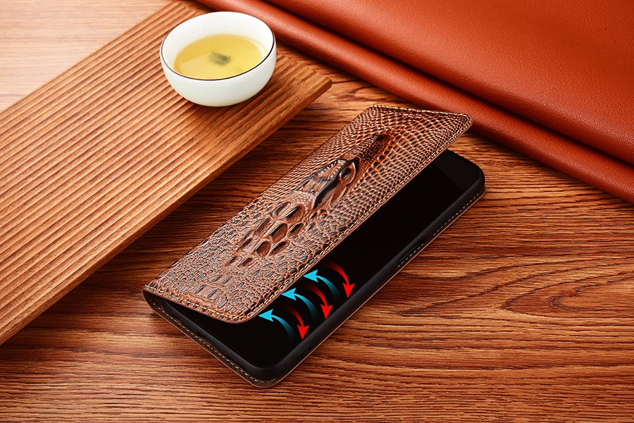 Crocodile Genuine Leather Magnetic Flip Case For iPhone 16 16e 15 14 11 12 13 Pro X XS Max Plus Mini SE 2025 All-inclusive Cover