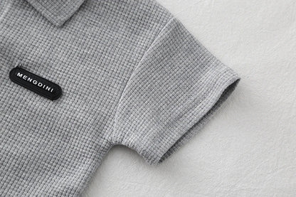 Boys' Set 0-5 Years Old Children's Short-Sleeved Polo Shirt Casual Shorts Two-Piece Set Comfortable Clothes for Boys' Babies