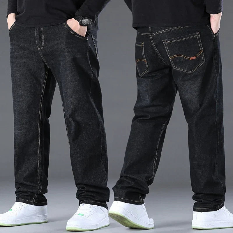 Men's Jeans Pants Big Size 50 High Stretch Denim Fabric Large Size Pants for 45-150kg Jeans Hombre Wide Leg Jeans Pantalon Homme