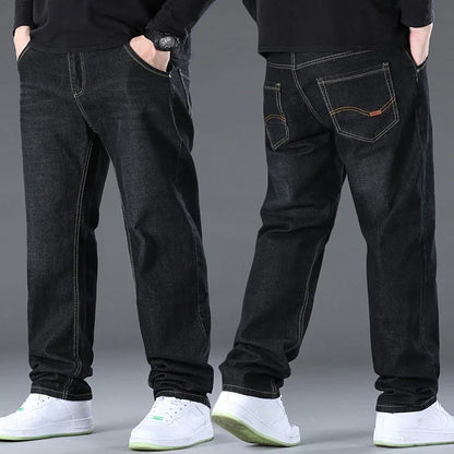 Men's Jeans Pants Big Size 50 High Stretch Denim Fabric Large Size Pants for 45-150kg Jeans Hombre Wide Leg Jeans Pantalon Homme
