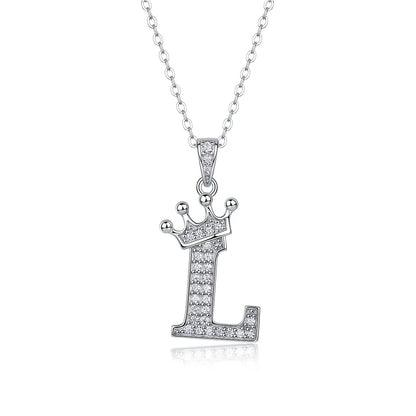 925 Silver Initial Necklace Sparkling Full Moissanite Diamond Pendant Charm Necklaces for Women Letter Name Choker Jewelry Gift