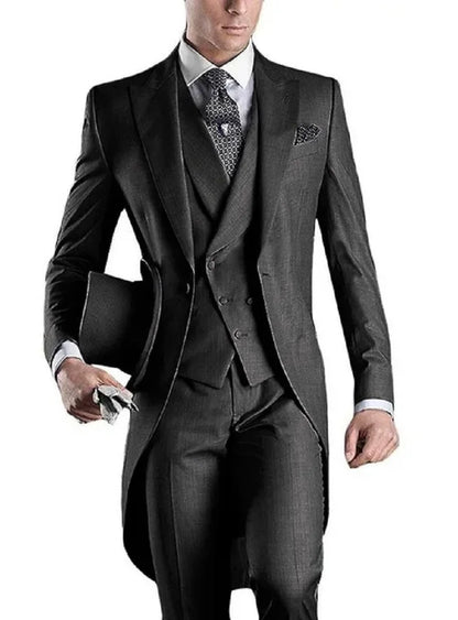 Costume Homme 3 Pieces Fashion Tuxedos Groom Wedding Men Suits Tuxedo Terno Masculino De Pour Hommes Blazer (Jacket+Pants+Vest)