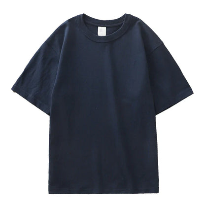 11.2oz Heavyweight 100% Cotton T-Shirt Men's Casual Solid Color Short-Sleeved White CrewNeck Thick Tops Unisex.