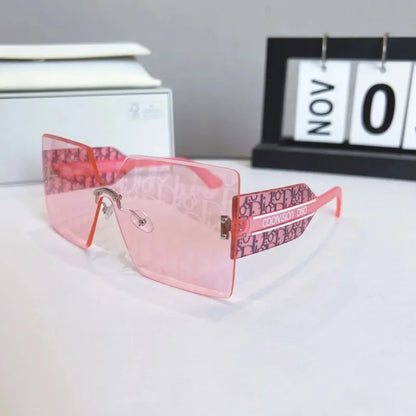 Ins 2025 Luxury Designer UV400 Sunglasses Women Men New Trendy Square Rimless Sun Glasses Ladies Vintage Letters Gafas De Sol