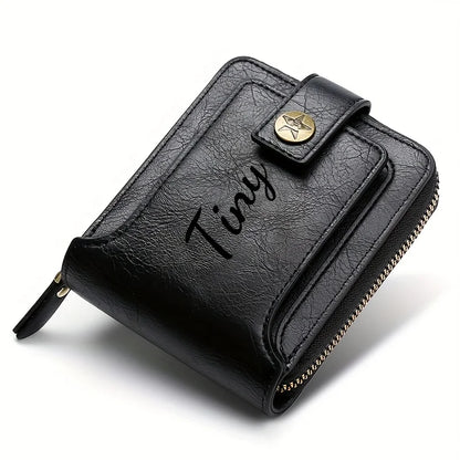 Custom Name Men's Wallet Gift Stylish Brown Faux Leather Engraved Purse Personalized Decorative Durable Card Holder Coin Pocket
