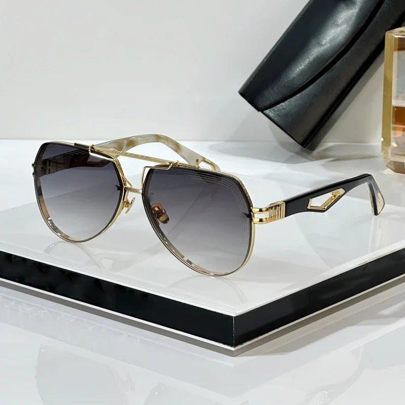 King I Top Quality Luxury Designer Sunglasses Big Oval Alloy Acetate Germany Trendy UV400 for Men Women Fashion Street with Case