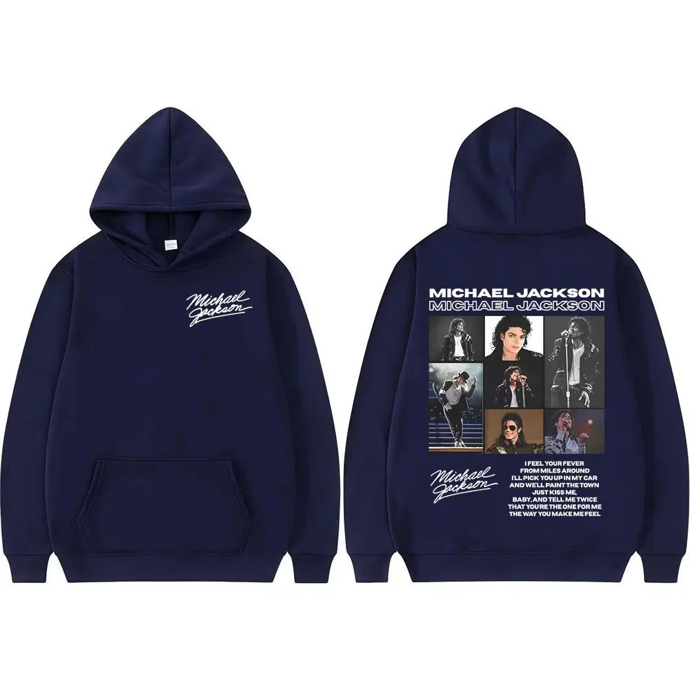 King of Pop Michael Jackson Tour Retro Hoodies Men's Clothing Harajuku Hip Hop Style Sweatshirts Casual Cozy Oversized Pullovers