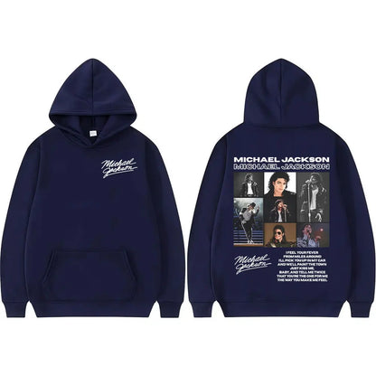 King of Pop Michael Jackson Tour Retro Hoodies Men's Clothing Harajuku Hip Hop Style Sweatshirts Casual Cozy Oversized Pullovers