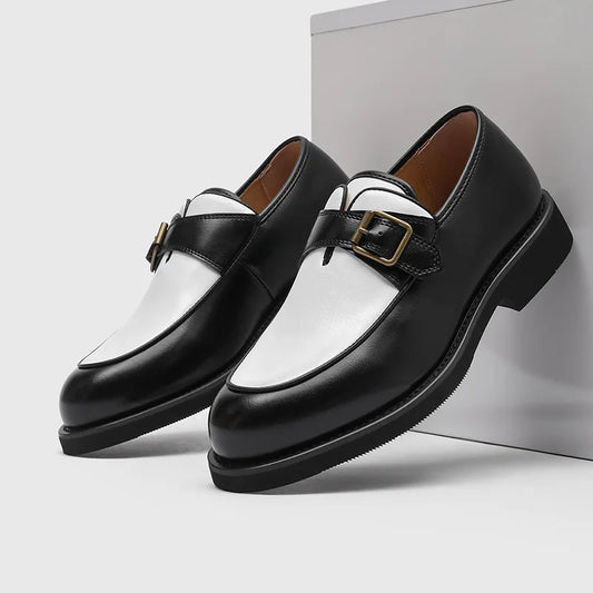 Business Men Loafers Black Brown Buckle Men Casual Button-up Thick-soled Anti-slip Fashion Brand Shoes Wedding Dress Shoes Men