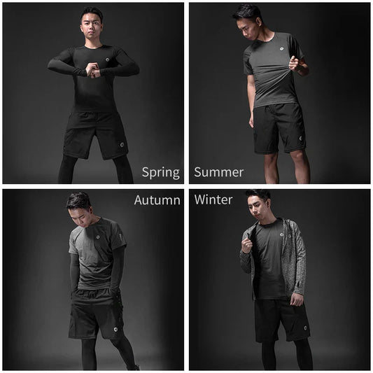 Men's Tracksuit Gym Fitness Running 5 Pcs/Set Quick Dry Sweat-absorb Compression Sport Suit Clothes Jogging Sport Wear
