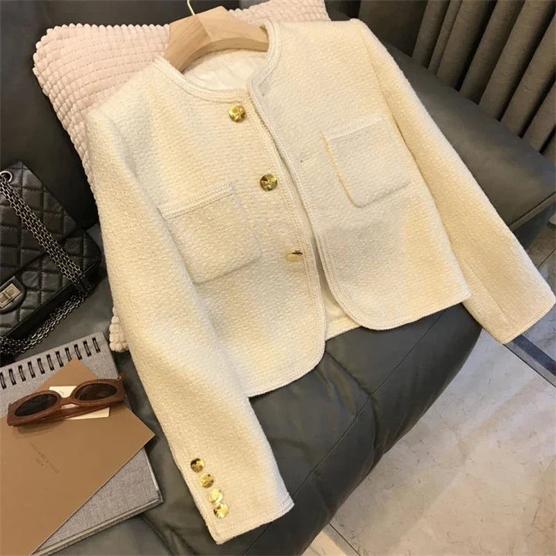 Women's Suit Coat 2025 Spring Autumn Temperament Versatile Ladies Woolen Blazer Jacket Casual Loose Lady Blazer Outerwear