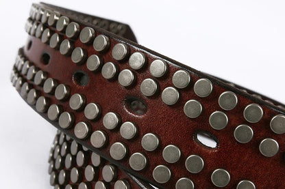 Top Heavy Metal Genuine Leather Belt Men Cowskin Cowboy Belt Ceinture Homme Punk Jeans Strap Wide Cinturon Mujer Waistband