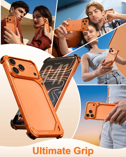 Metal 9 Shape Phone Case for iPhone 17 Pro Max / 17 Pro Frame Phone Cover Slim Bumper Case Bare Phone Feel Shell