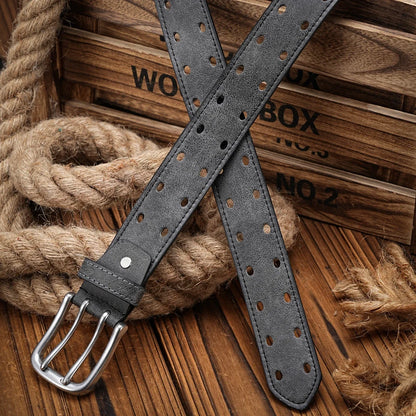 A Men's and Women's Casual Retro Belt Western Style! PU Leather Belt with Metal Buckle, Suitable for Daily Work Wear