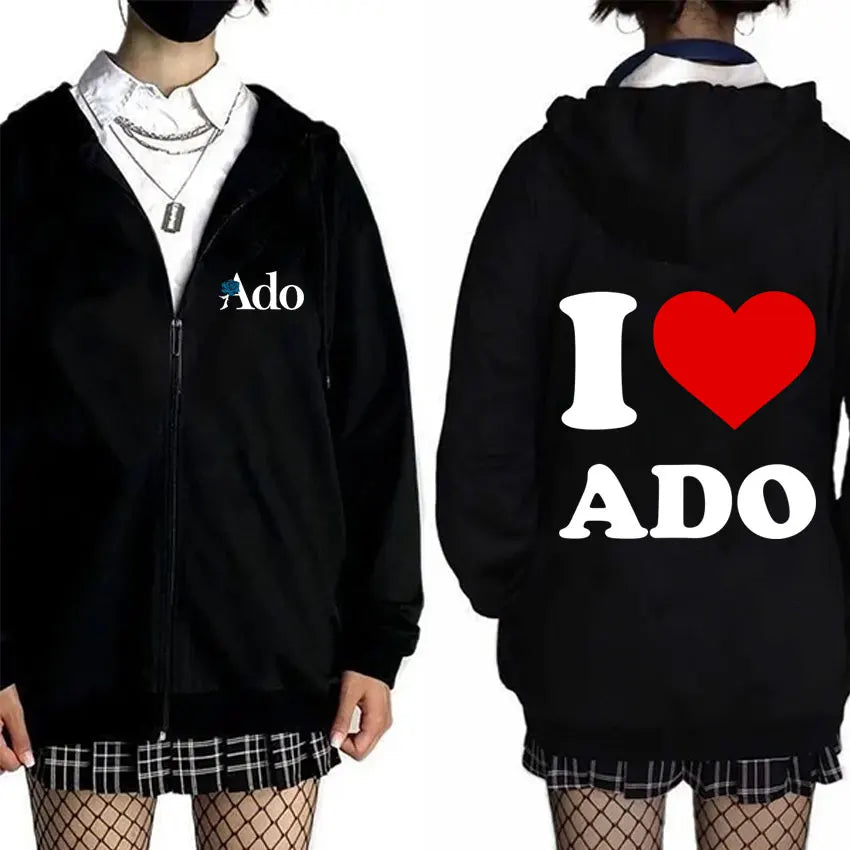 Ado World Tour 2025 Hibana Zipper Hoodie Men Women Clothing Fashion Japanese Style Streetwear Unisex Casual Fleece Zip Up Jacket