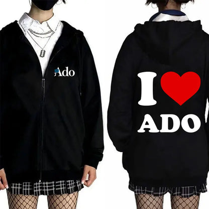 Ado World Tour 2025 Hibana Zipper Hoodie Men Women Clothing Fashion Japanese Style Streetwear Unisex Casual Fleece Zip Up Jacket