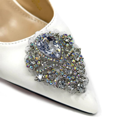 2024 Nigerian Women's Pink High Heel Frosted Crystal Shiny Rhinestone Party Italian Design Pointed Shoes And Bag Set