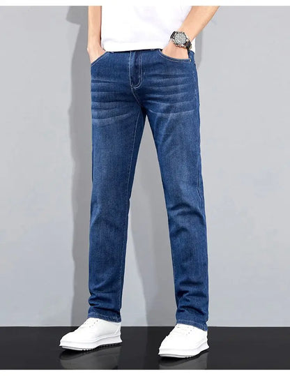 Autumn Winter New Men's Micro Elastic Straight Leg Denim Pants with Shape Skin Friendly Business Men's Pants in Multiple Sizes