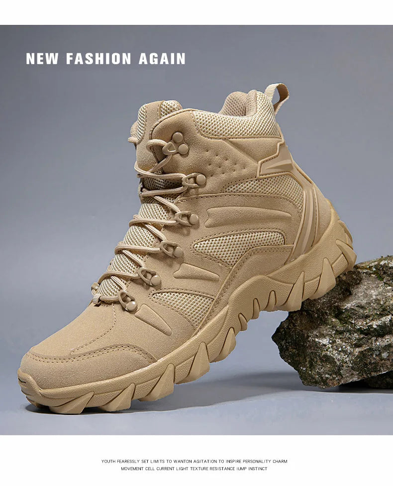Men Boots Outdoor Combat Ankle Boot Tactical Boots for Man Anti-Slip Motocycle Boots Climbing Hiking Shoes Size 39-46