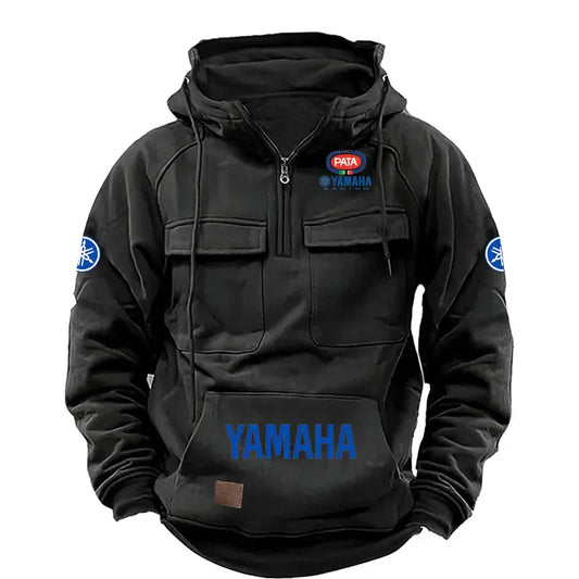 Zipper Hoodie for Outdoor Sports Enthusiasts, 2026 New Men's Fashion Half-Zip Pocket Autumn-Winter Hooded Sweatshirt