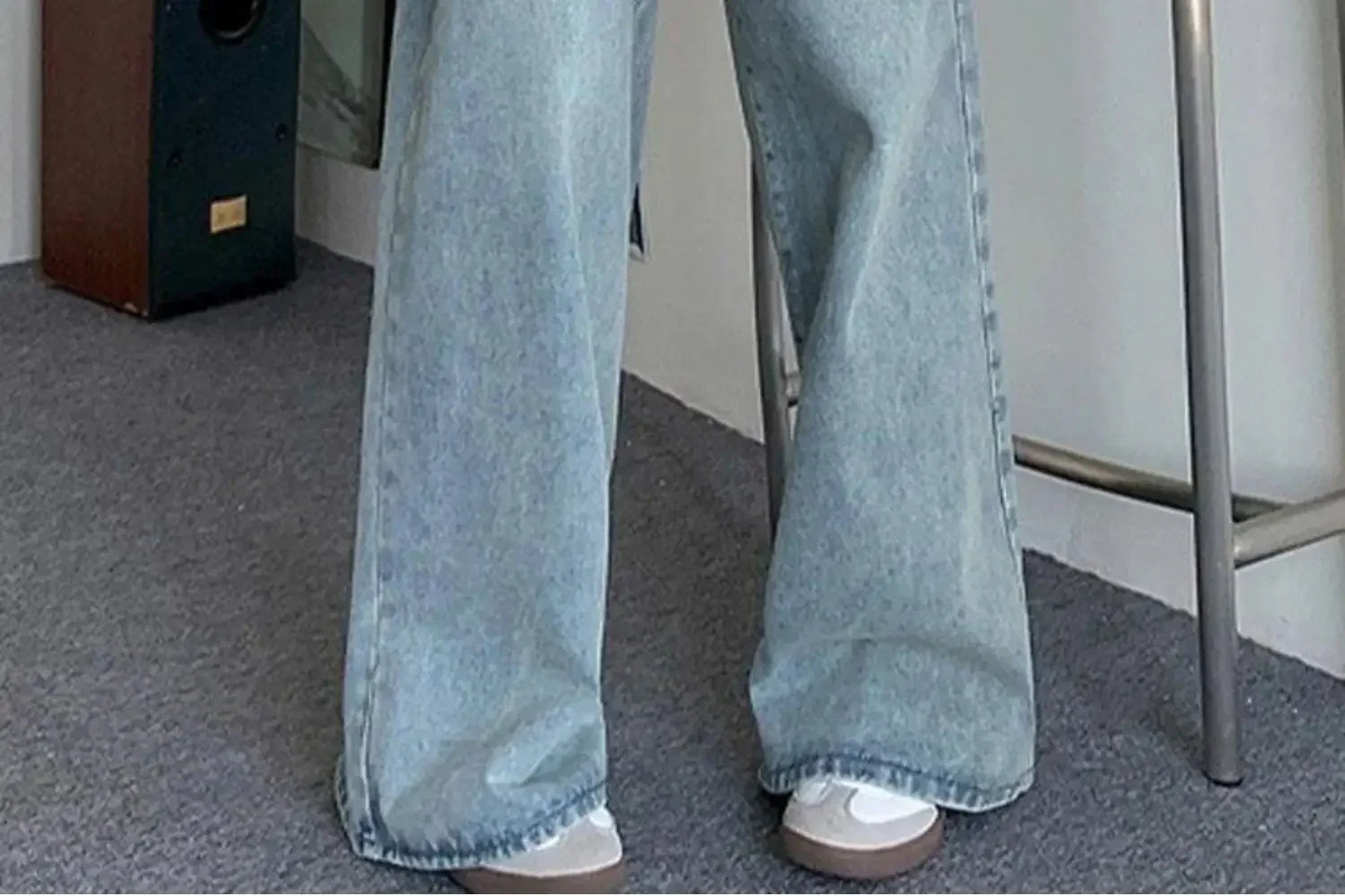 Elastic Waist High Waist Wide Leg Jeans for Women Loose Straight Blue Long Denim Pants Female Fashion Streetwear Jeans