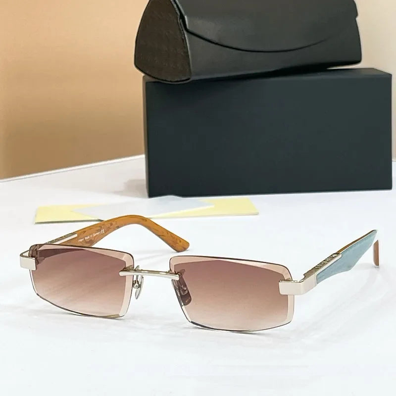 High Quality THE ARTIST II Rectangle Rimless Sunglasses Gradient Germany Design UV400 for Men Women Classcical Vintage Glasses