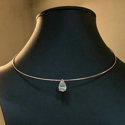 3/4/5Carat Pear Cut  Moissanite Omega Necklace For Women S925 Silver Waterdrop Solitaire Diamond Collar Necklace GRA Certificate