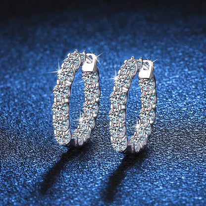 3mm Full Moissanite Ear Hoop Earrings 925 Sterling Silver Earring For Woman Wedding Engagement Luxury Jewelry Wholesale