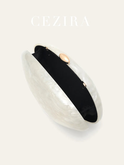 Fashion Women’s Glamorous Elegant Novelty Shell Shaped Clutch Solid Color Acrylic Long Chain Evening Bag Party Dinner Banquet