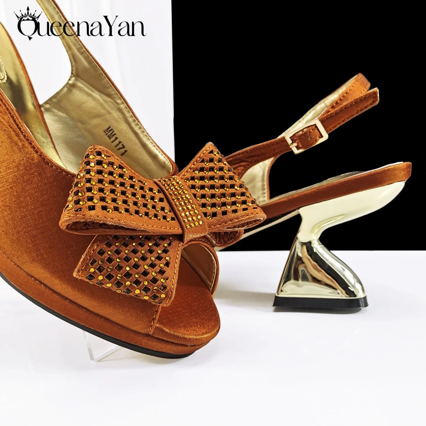 Elegant Women High Heels for Peep Toe Good Material Rhinestone Wine Sandals Italian Design Shoes and Bags Matching