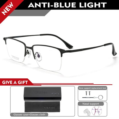 Pure Titanium Half Frame Business Eyeglasses Frames Anti-blue Light Reading Glasses Men's Customized Prescription X15119B