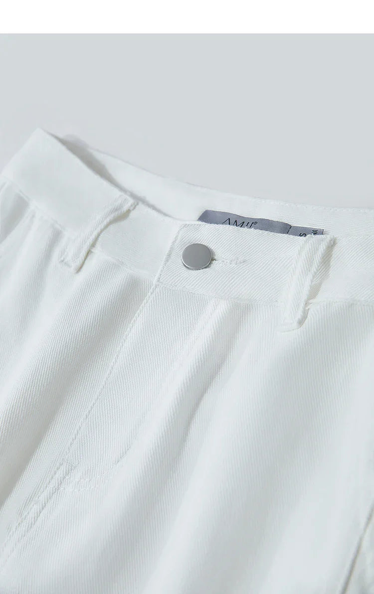 Women's Jeans Minimalist 2025 Summer New Style Solid Color Commuting Black Beige Wide Leg Cotton Denim Long Pants 12552012
