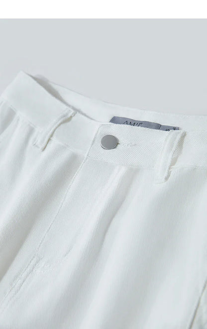 Women's Jeans Minimalist 2025 Summer New Style Solid Color Commuting Black Beige Wide Leg Cotton Denim Long Pants 12552012