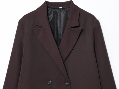 Elegant Double Breasted Suit Women Trendy Commute Lapel Blazer Coat 2026 Spring Summer Minimalist Office Lady Blazer