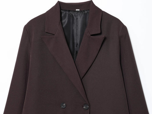 Elegant Double Breasted Suit Women Trendy Commute Lapel Blazer Coat 2026 Spring Summer Minimalist Office Lady Blazer