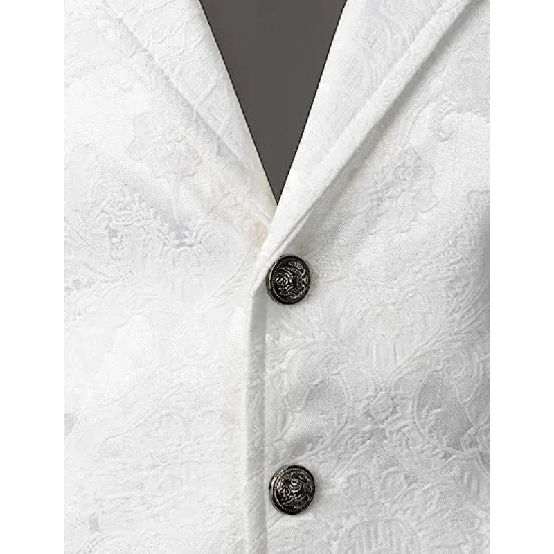Men Suit Vests Steampunk Gothic Printed Turn Down Collar Waistcoat Male Slim Sleeveless Stage Party Casual Vests
