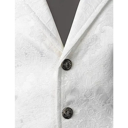 Men Suit Vests Steampunk Gothic Printed Turn Down Collar Waistcoat Male Slim Sleeveless Stage Party Casual Vests