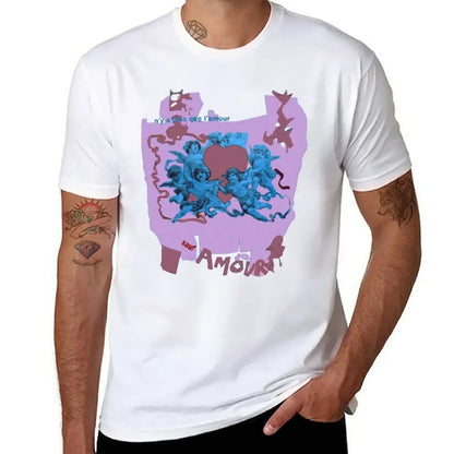 2025 new model Summer harajuku custom t shirt heavyweight Informal Beat It Amour 80s theme py blanks graphic tees mens graphic h