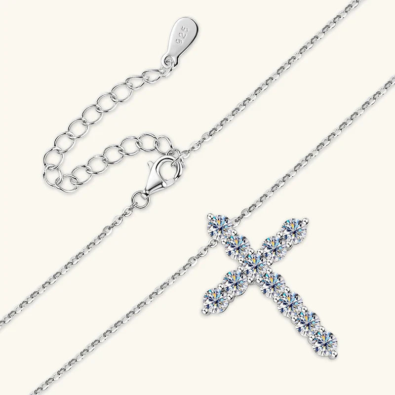 GRA Certified 3.5MM Moissanite Cross Pendant Necklaces for Women S925 Sterling Silver Clavicle Chains Fine Jewelry Gift