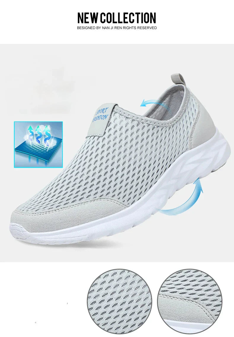 Men Shoes Sneakers Brand Man Casual Flats Shoes Loafers Slip on Male Mesh Big Size 48 Breathable Spring Autumn Summer 2024